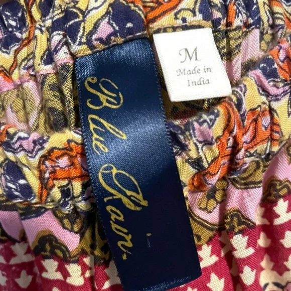 Francesca’s Blue Rain Boho Maxi Skirt Size M–Multicolor Paisley Print Side Slits - Picture 4 of 7